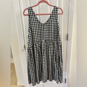 New notPERFECTLINEN Light Weight Volume Dress in Black and White Gingham XS